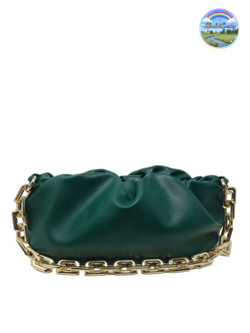 Ruched Vegan Faux Leather Clutch Pouch Chain Purse Evening Bag